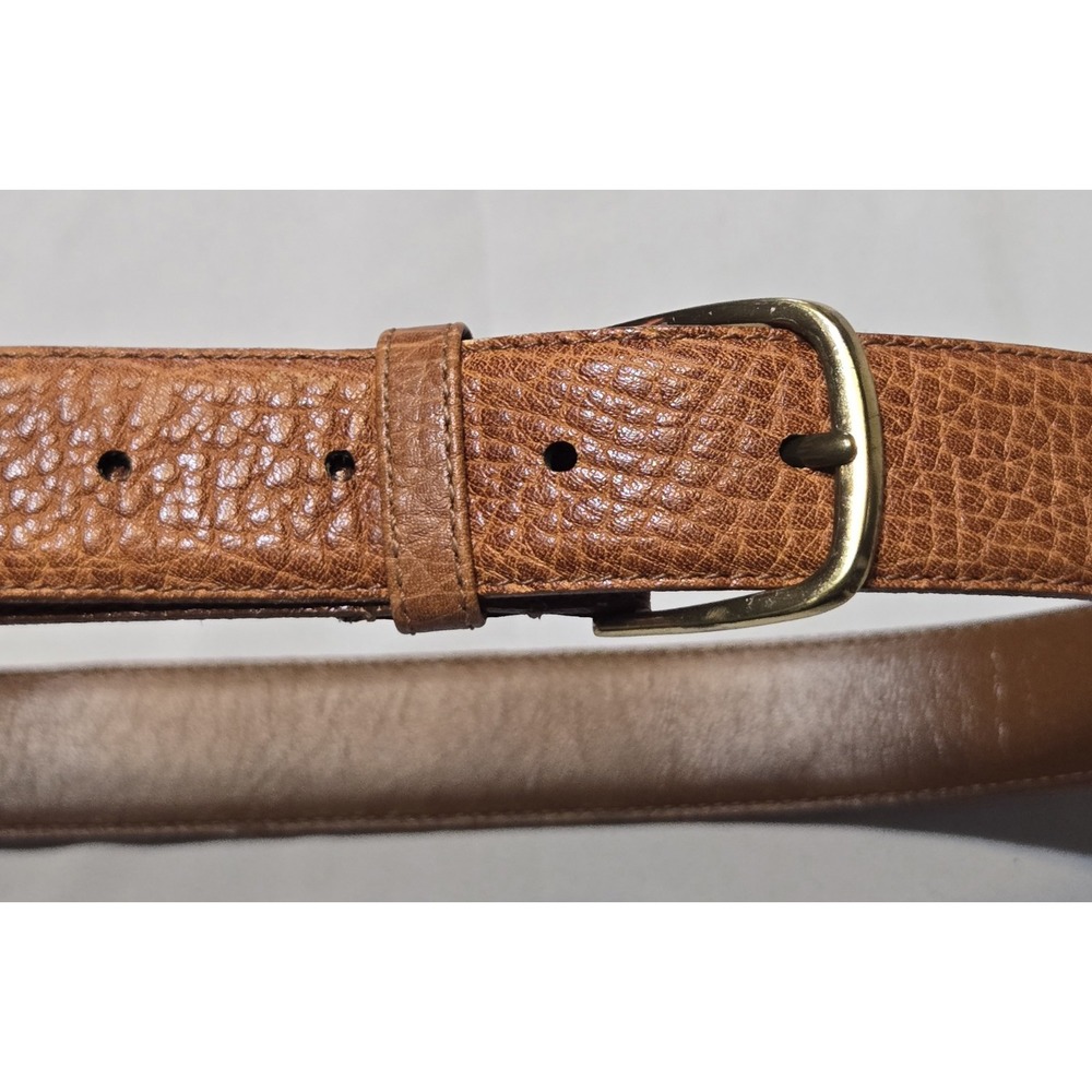 Vtg Christian Dior Full Grain Aniline Cowhide Brown Belt Brass Bckl 36/90 Unisex